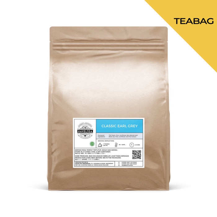 

TEH-DAUN- CLASSIC EARL GREY | POUCH | HAVELTEA | TEH HITAM BERGAMOT |CLASSIC TEA - 30 ECO TEABAGS