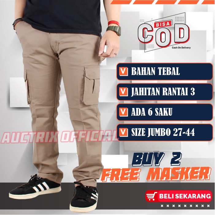 Celana Cargo Panjang Pria Jumbo Big Size 33-48 Reguler Fit Original Distro Premium