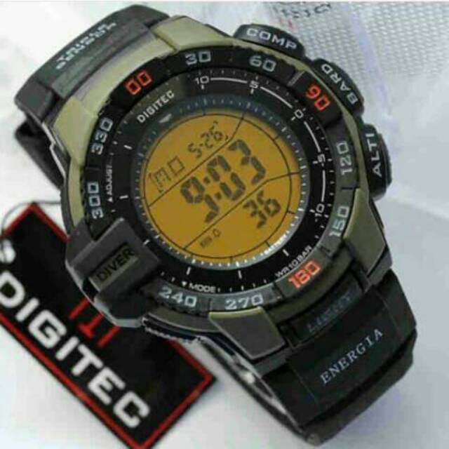 JAM TANGAN PRIA OUTDOOR DIGITEC DG2070 ORIGINAL BLACK GREEN ARMY