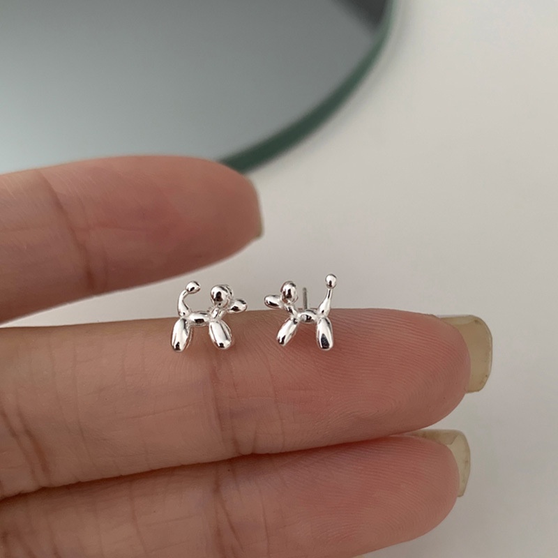 Anting Tusuk Motif Anjing Ala Korea Bahan Alloy Warna Silver Untuk Wanita