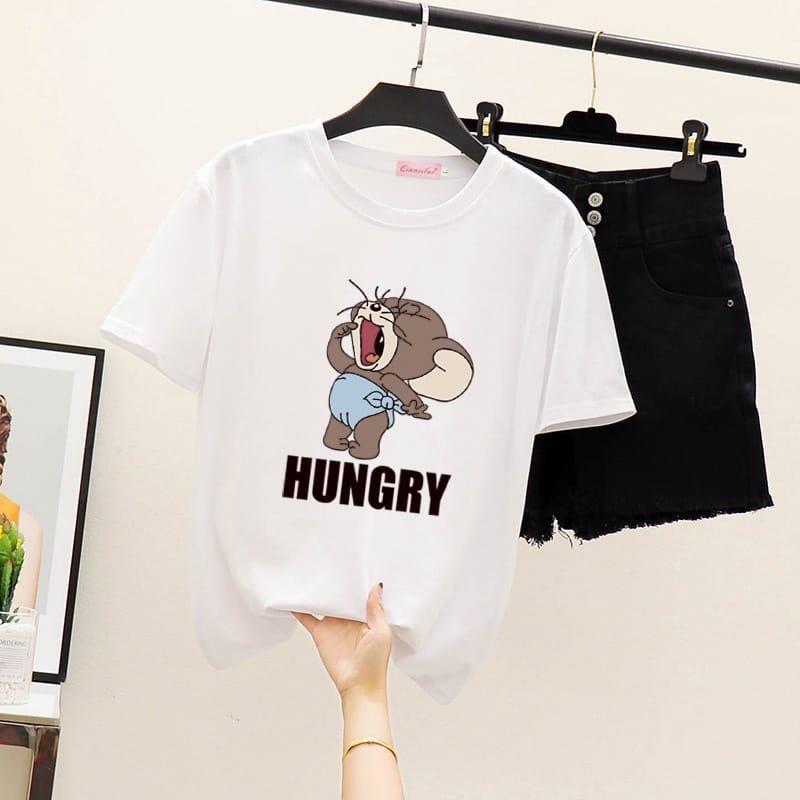 MYSTIQUE.ID-BAJU KAOS JER*RY HUNGRY T-SHIRT LUCU DAN AESTHETIC