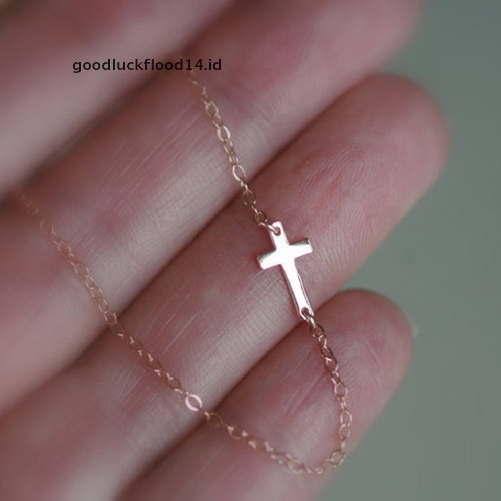 [OOID] Women Fashion Cross Necklace Chic Tiny Cross Pendant Chains Collar Necklaces ID