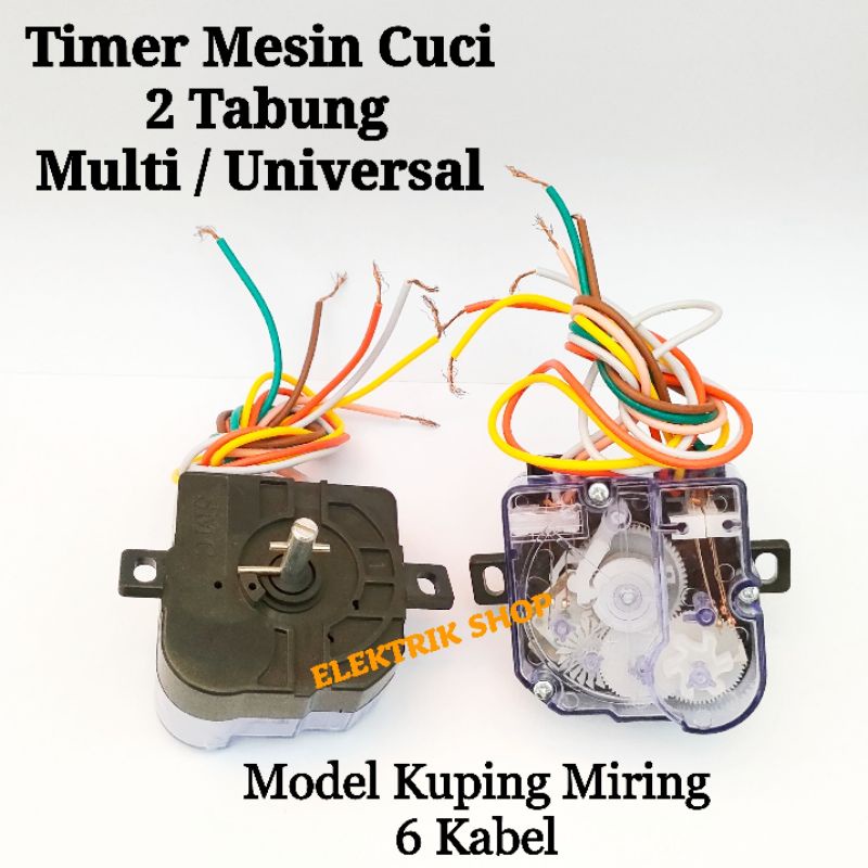 TIMER WASH MESIN CUCI 2 TABUNG MULTI UNIVERSAL MODEL KUPING MIRING 6 KABEL