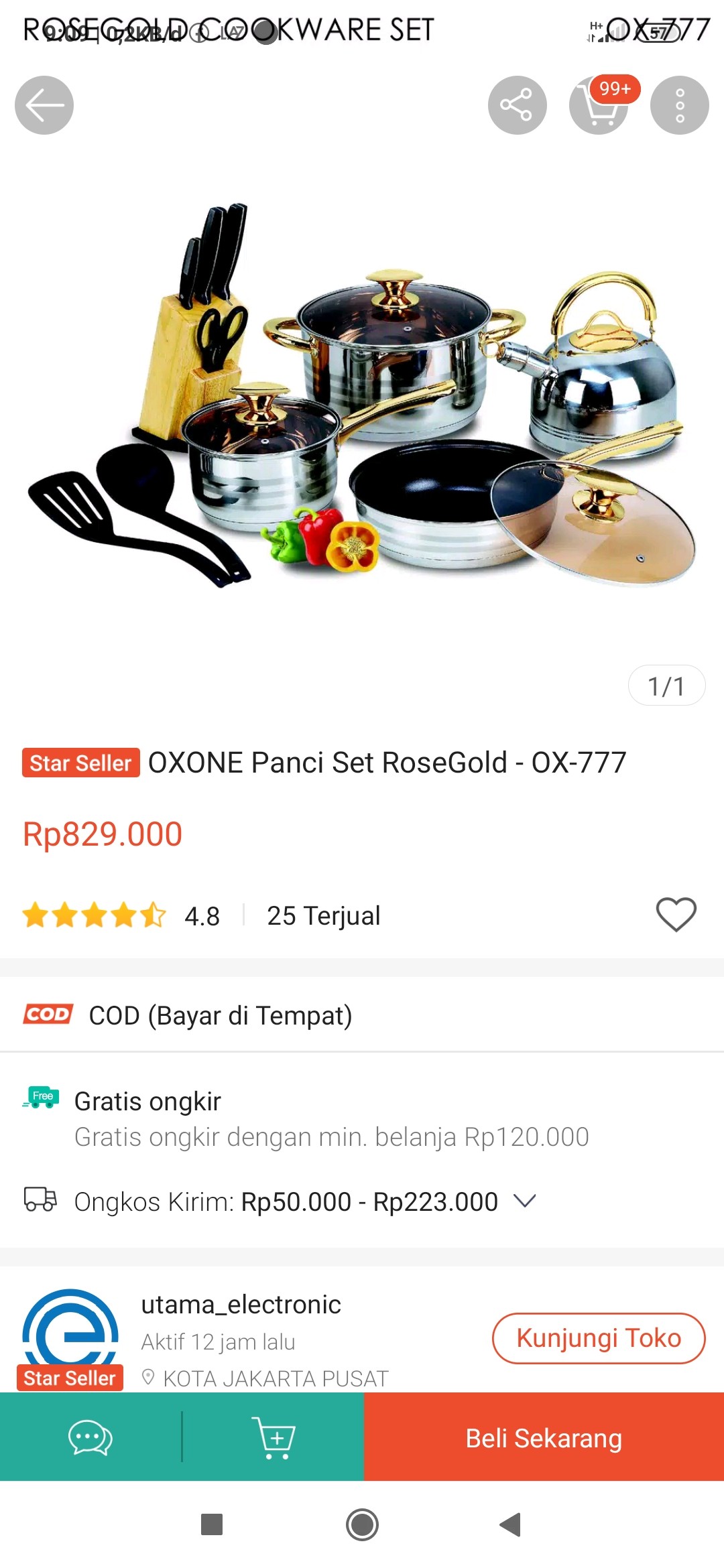 Oxone Panci Set Rosegold - Ox-777
