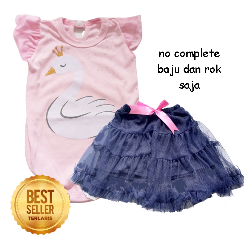 Setelan Baju Rok Bayi 0-6 bulan New Born GRATIS PITA Perempuan Angsa Sablon Katun Adem KA126 Korea