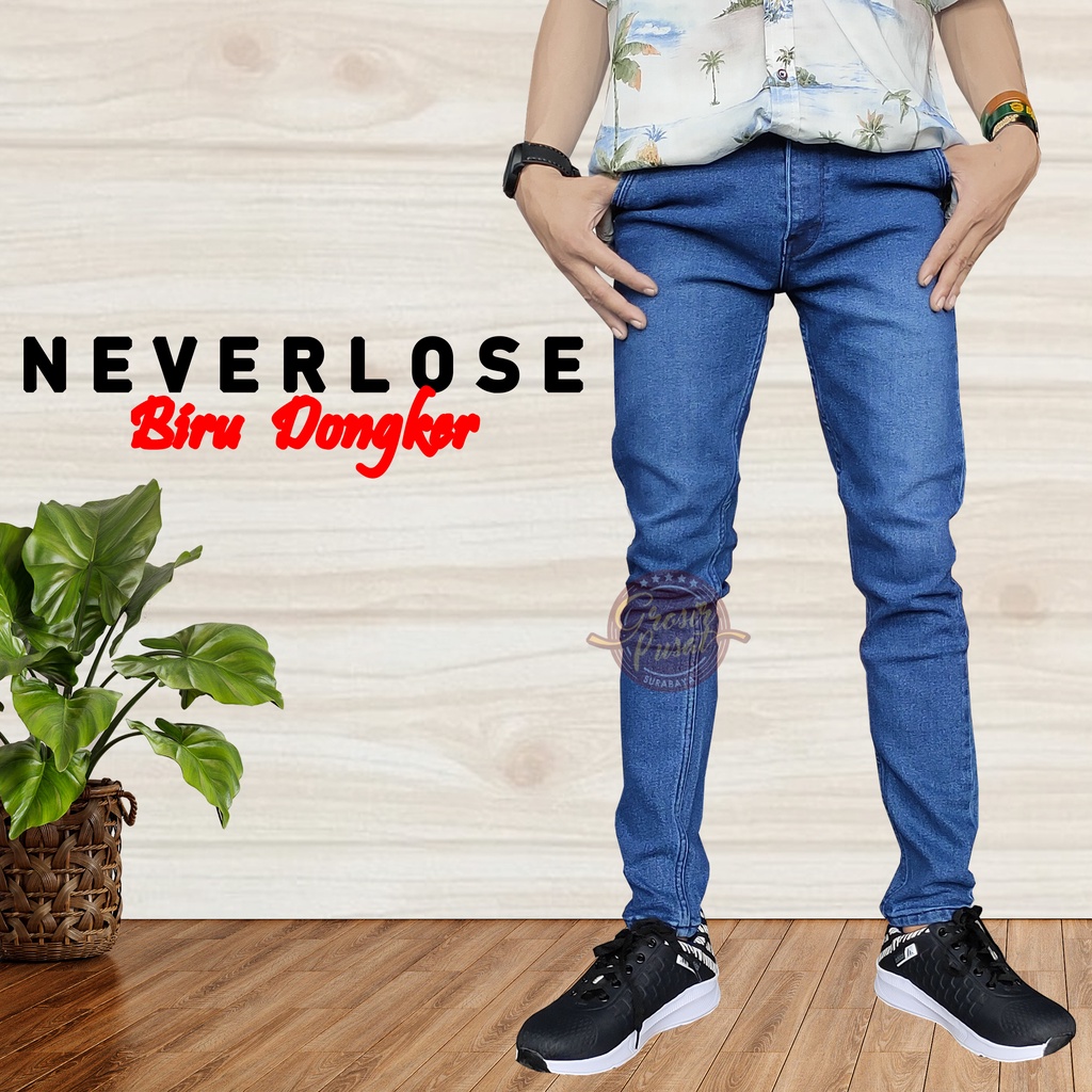 Celana Jeans NVL Pensil Skinny Pria Biru Dongker 27 - 38