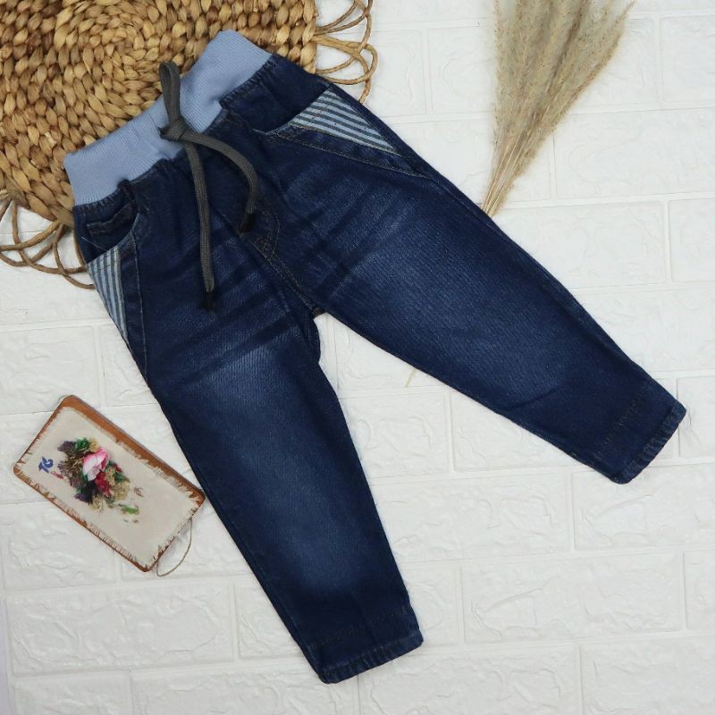 Celana Jeans Anak Laki Laki Denim Stik Balik 1-7 tahun