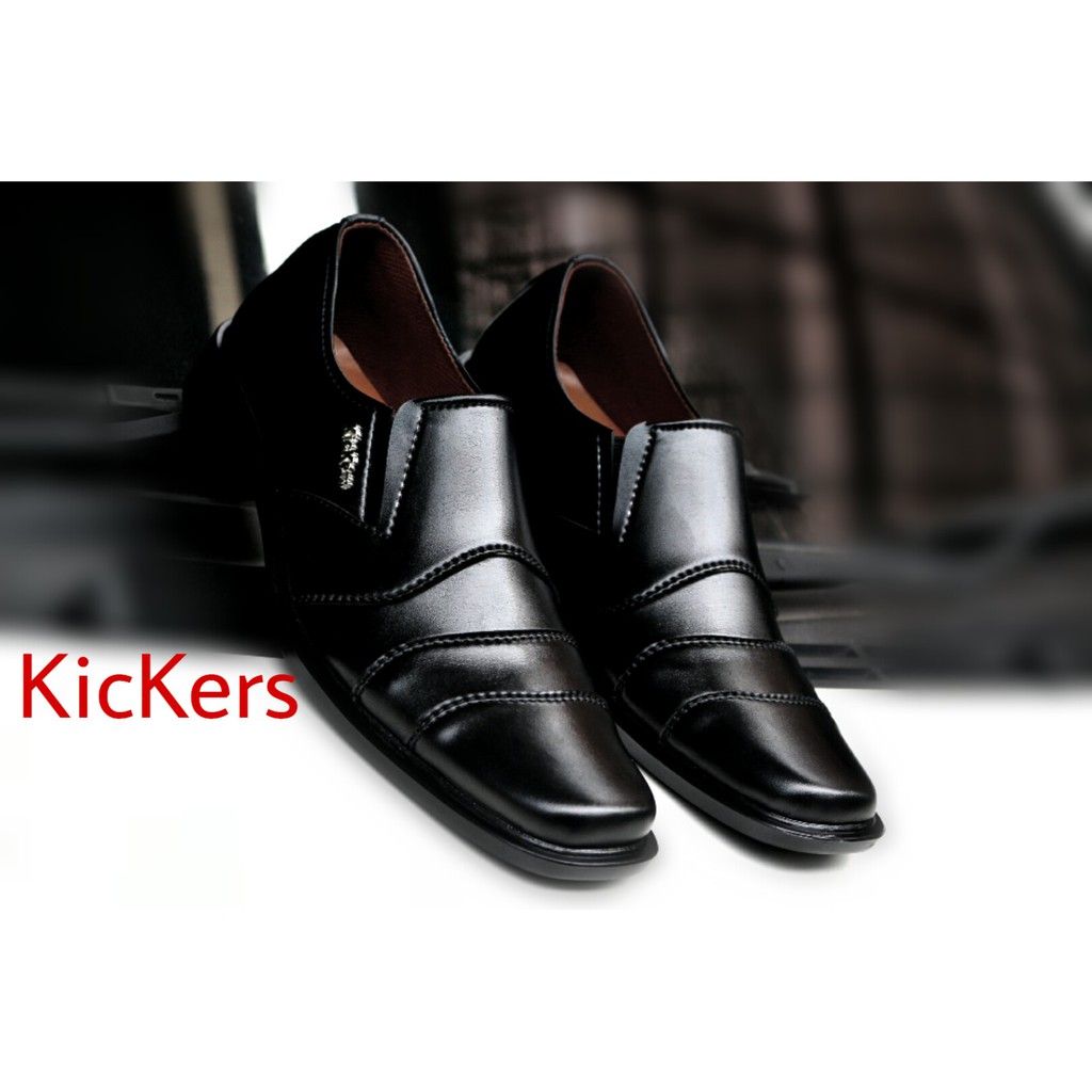 BEST SELLER !!! TERLARIS SEPATU PRIA PANTOPEL KICKERS HITAM ELASTIC KERJA KANTOR SANTAI FORMAL