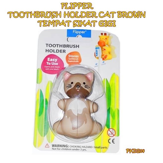 PKEG24 FLIPPER TOOTHBRUSH HOLDER CAT BROWN TEMPAT SIKAT GIGI
