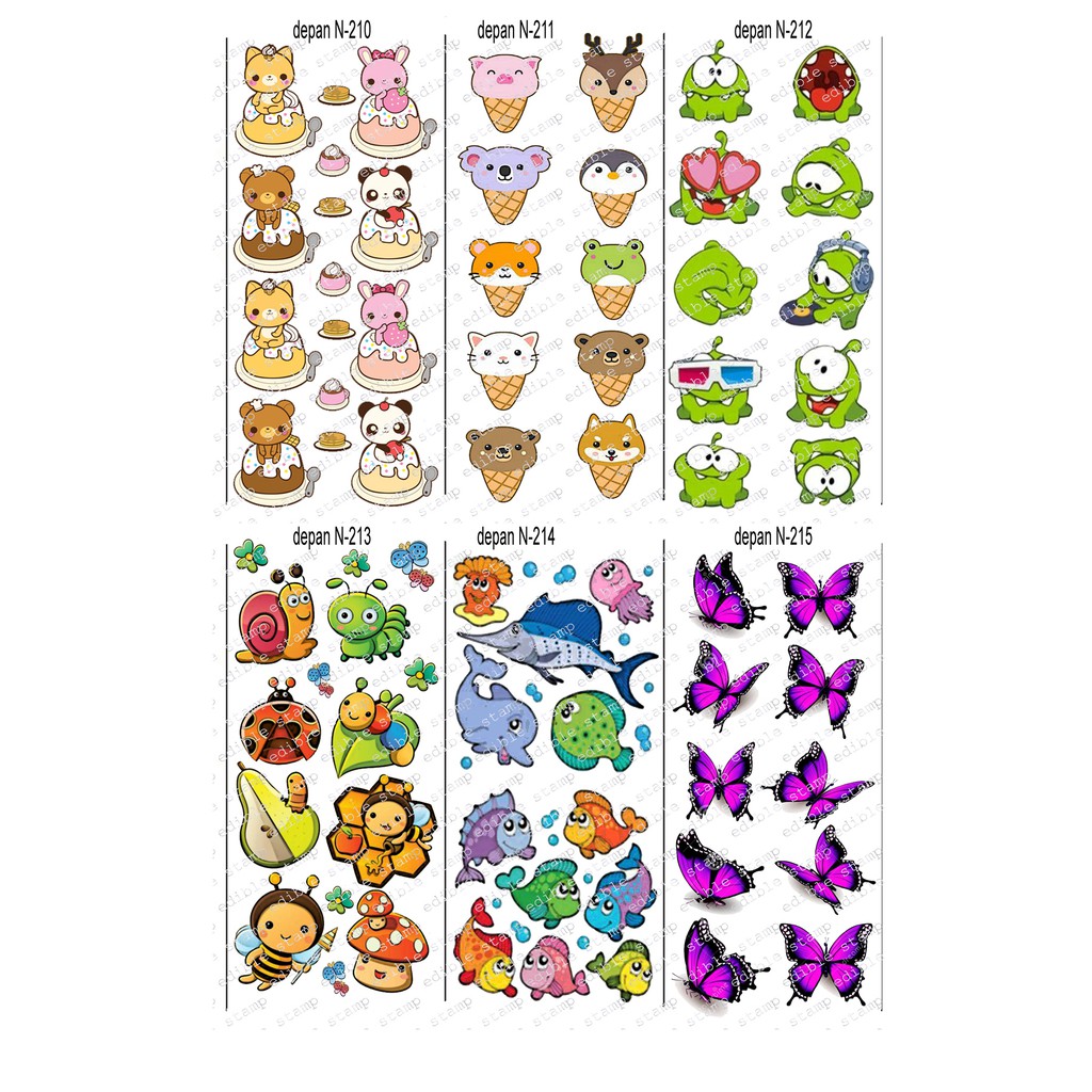 

Edible Stamp Stiker Makanan Edible Stiker Edible Image Edible Print Sticker Makanan N210-N215