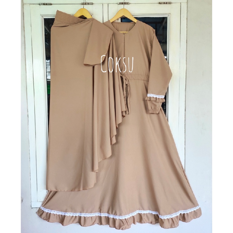 (COD) TERLARIS..!! GAMIS SET SYARI NABILAH/GAMIS WOLFIS SYARI SET HIJAB DAN CADAR-Coksu