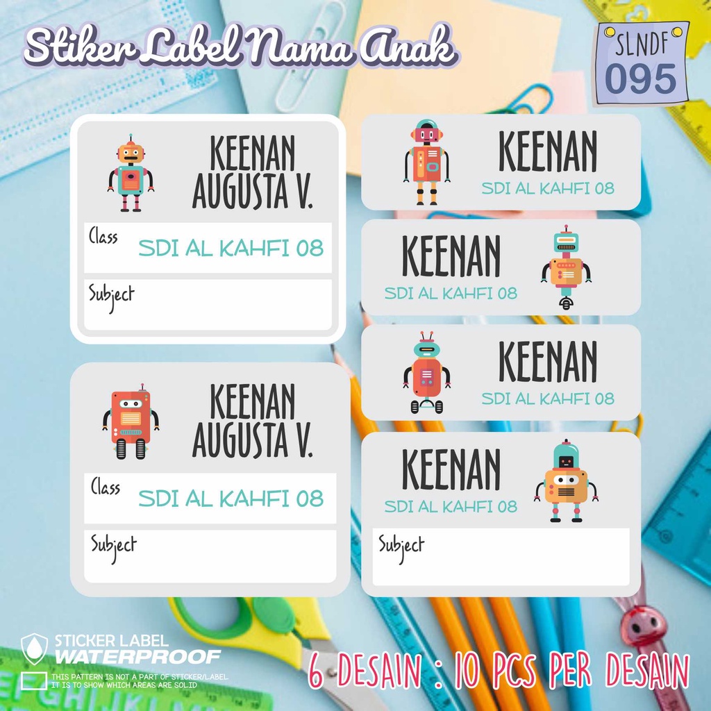 

stiker label nama waterproof anak murah sekolah sepatu buku SLNDF 095