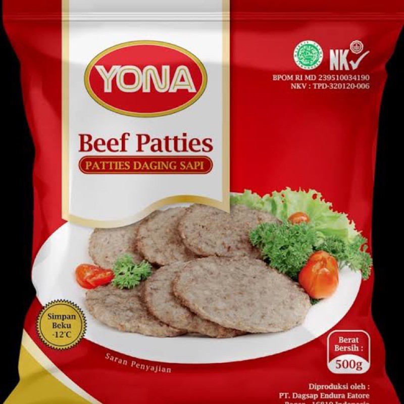 

yona daging burger sapi beef patties 500gr