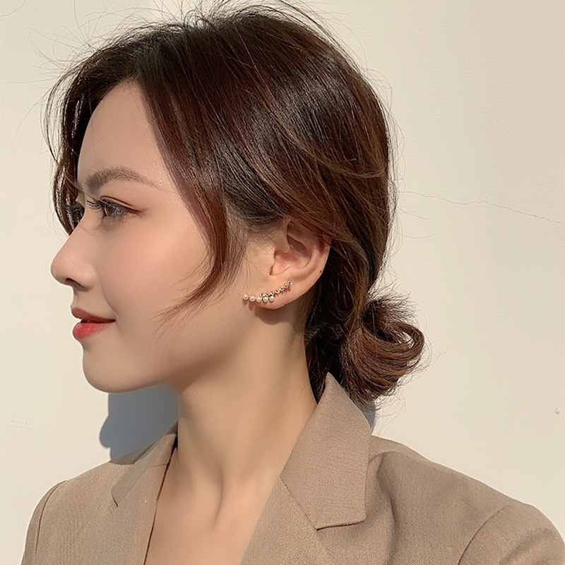 Anting Tusuk Sterling Silver 925 Gaya Korea Selatan Dengan Mutiara + Berlian Imitasi Untuk Wanita