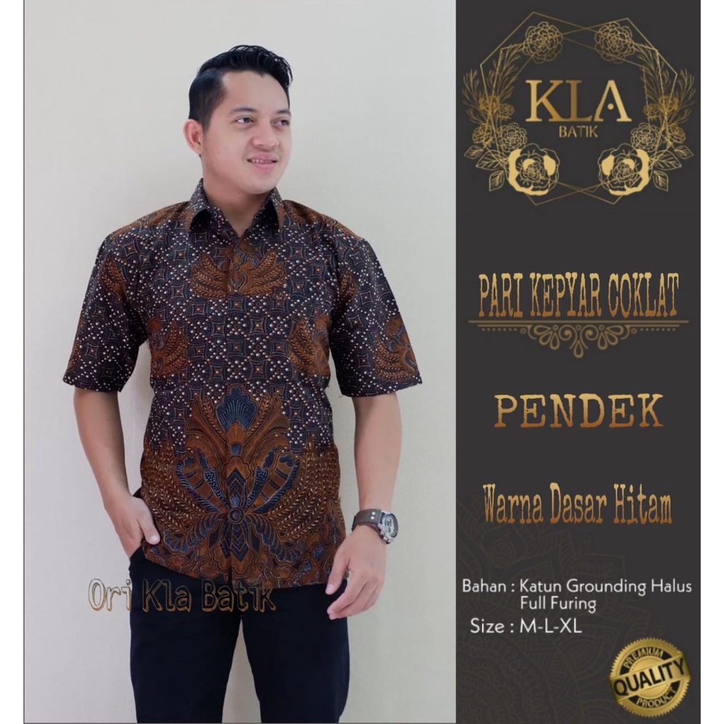 BATIK PRIA TERBARU S M L XL XXL BAJU kemeja batik pria lengan PENDEK PREMIUM HITAM COKLAT