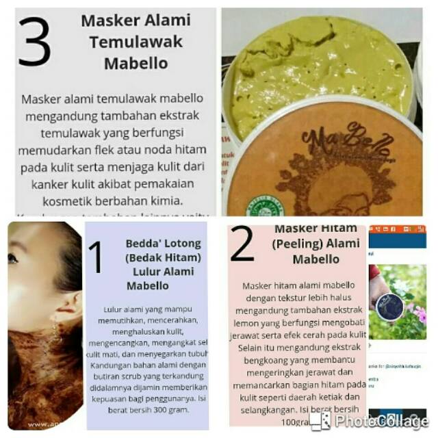 Masker dan lulur Mabello