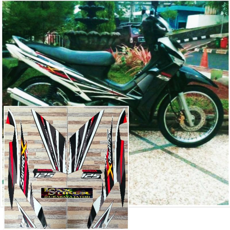 striping original Honda Supra X 125 D hitam putih tahun 2008 2009