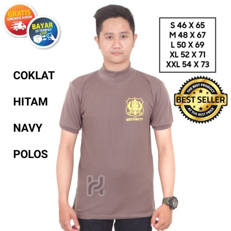 Security Kaos Satpam Terbaru Kerah Tinggi Kerah Panjang Warna Coklat Hitam Navy Tebal, Adem &amp; nyaman