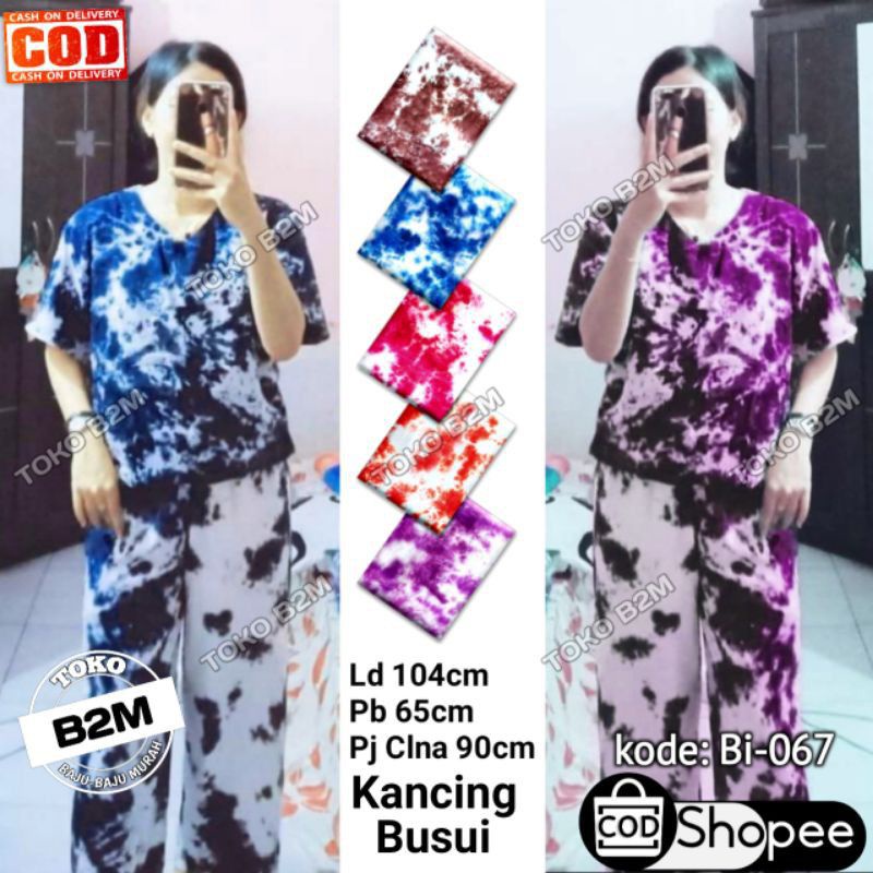 Stelan Tie Dye Bali Matt Rayon / Set baju tidur