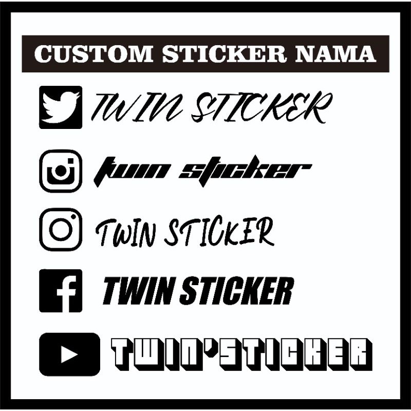 

Stiker Nama IG Twitter Youtube Facebook Cutting Sticker