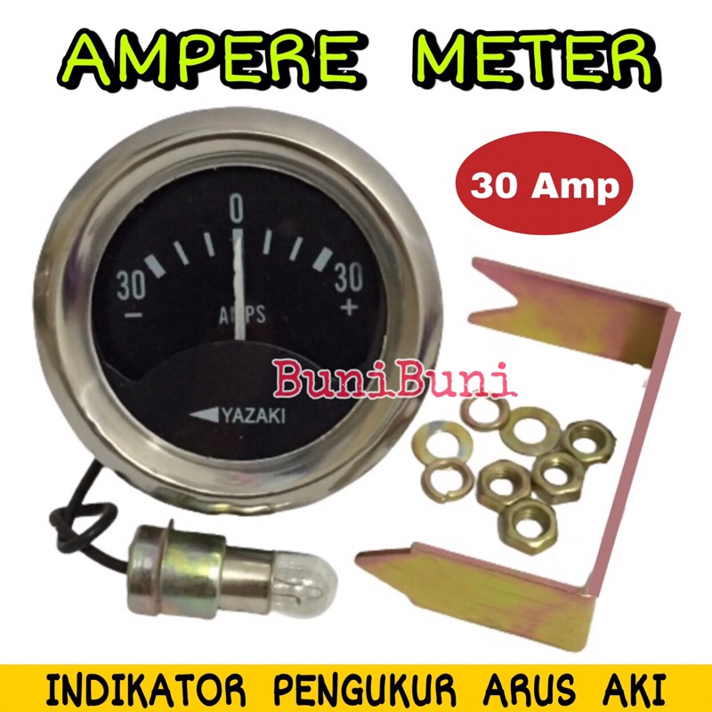 Ampere Meter DC / Amper Cas / Indikator Pengukur Arus Aki Mobil &amp; Mesin Universal