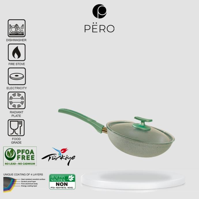 PERO WOK PAN 24CM + GLASS LID