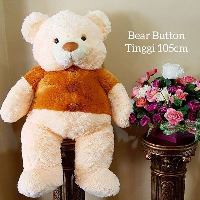 BONEKA Teddy bear button cream jumbo