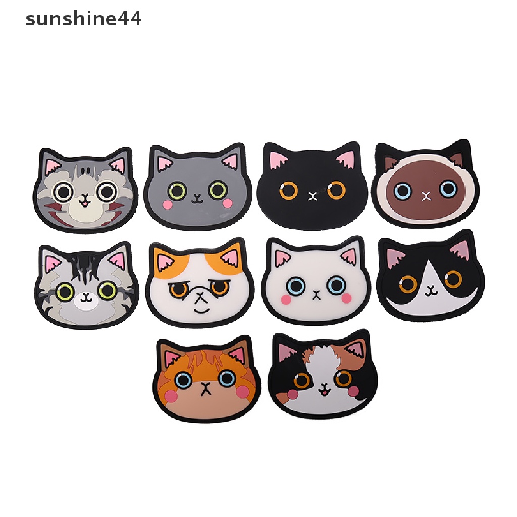 Sunshine Alas Piring / Mangkuk / Gelas / Botol Susu Bahan Silikon Anti Slip Motif Kartun Kucing