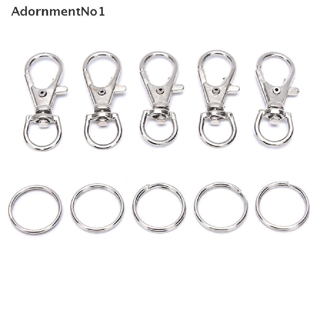 (AdornmentNo1) 50pcs Klip Kait Lobster Bahan Metal Dengan Gantungan Kunci Untuk Perhiasan DIY