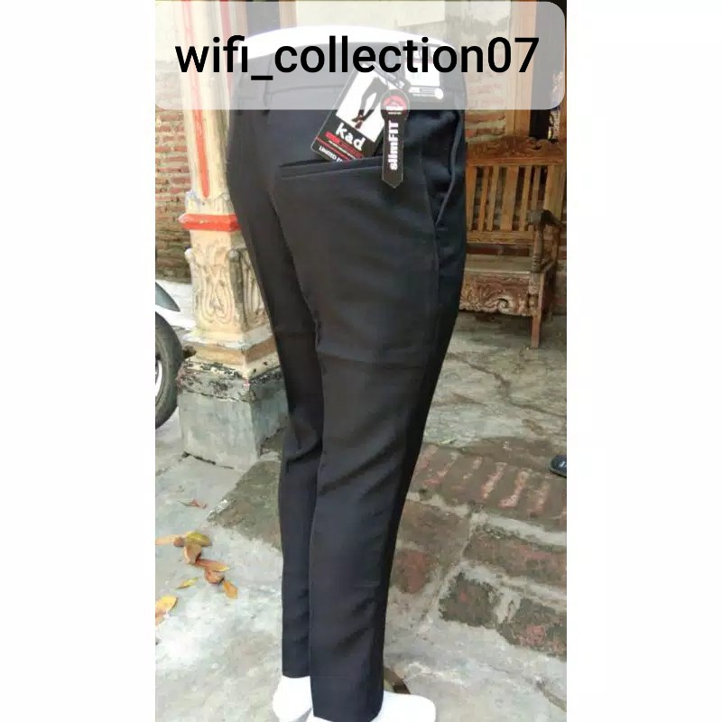 CELANA KANTOR FORMAL PRIA SLIMFIT BAHAN DASAR KAIN WOLL.-HITAM