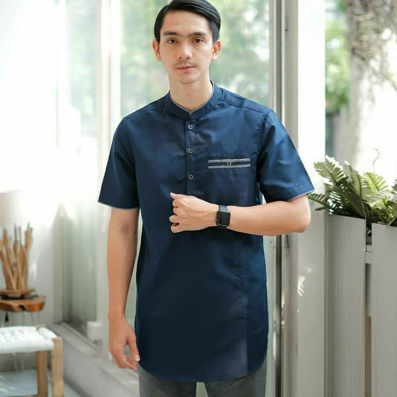 baju koko muslim pria dewasa lengan pendek modern kurta lis 2