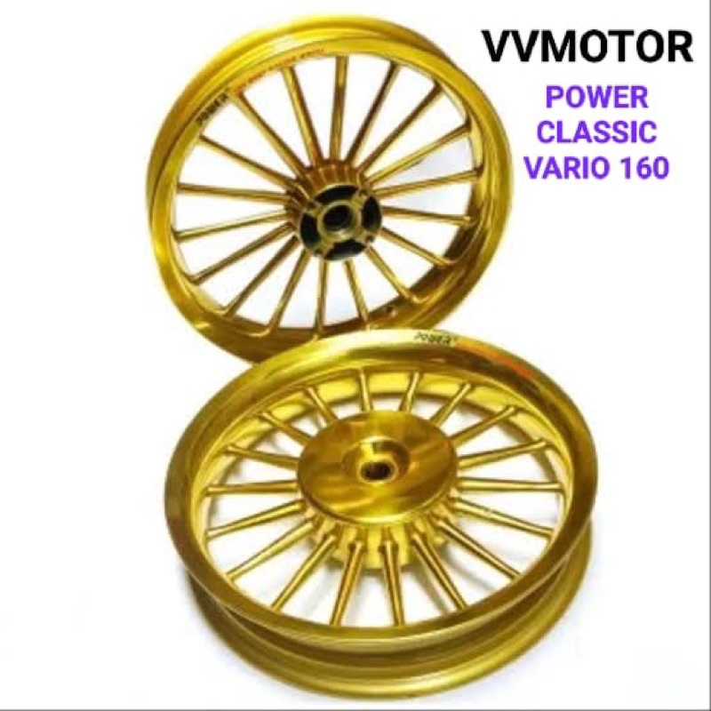 VELG POWER TYPE CLASSIC VARIO 160 ABS DEPAN BELAKANG CAKRAM 1SET UK 250/350-14 PNP