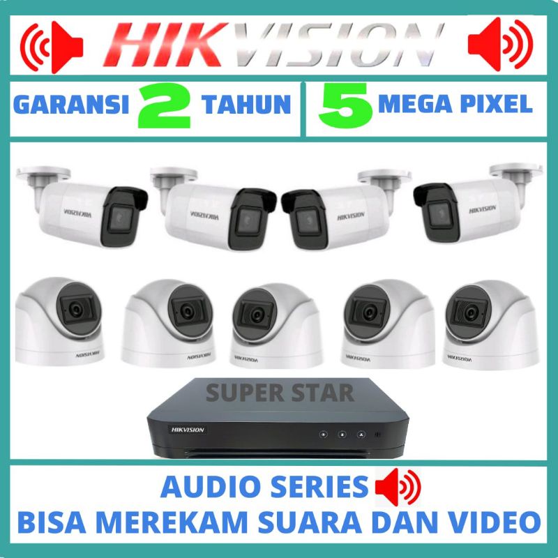 PAKET CCTV HIKVISION 5MP 16 CHANNEL 9 KAMERA AUDIO SERIES BISA MEREKAM SUARA +VIDEO