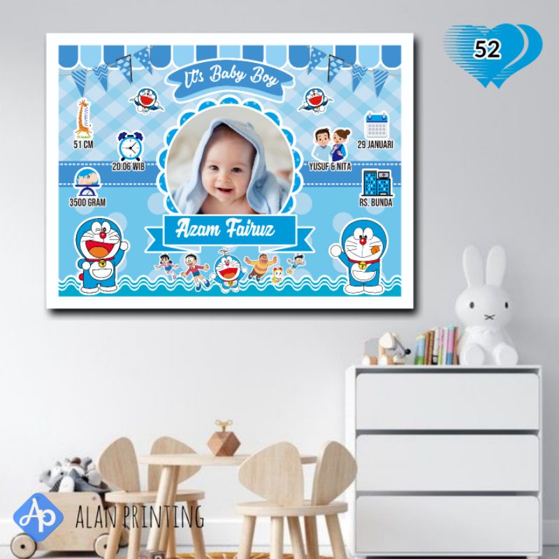 BIODATA BAYI PLUS BINGKAI 40X30 KAYU MDF PREMIUM LAMINASI GLOSY