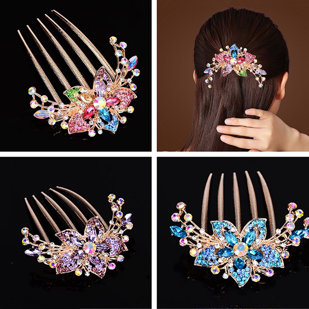 Needway  Fashion Disk Hair Diamond Flower Crystal Crystal Hair Comb