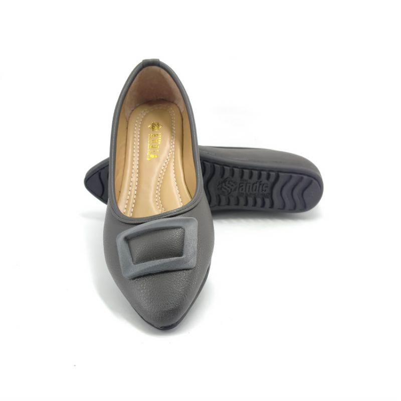 Sepatu Flat Wanita Kulit Sintetis Sol Karet