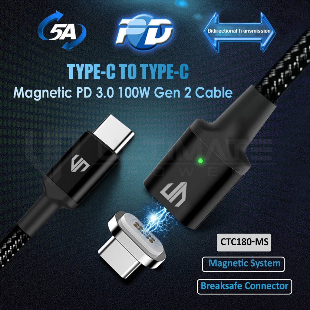 Ultimate Power Type C to Type C Magnetic PD Cable 100W Gen 2 1.8M 5A