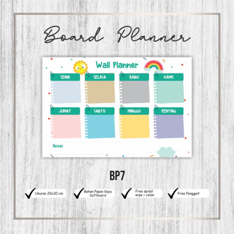 

board planner/papan jadwal mingguan/papan jadwal pelajaran