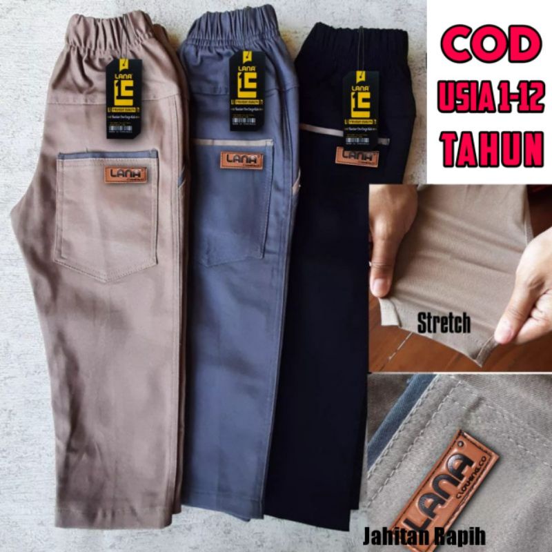 CELANA CHINO PANJANG ANAK  LAKI LAKI UNISEX KAIN TWILL STREET PREMIUM USIA 1-12 TAHUN