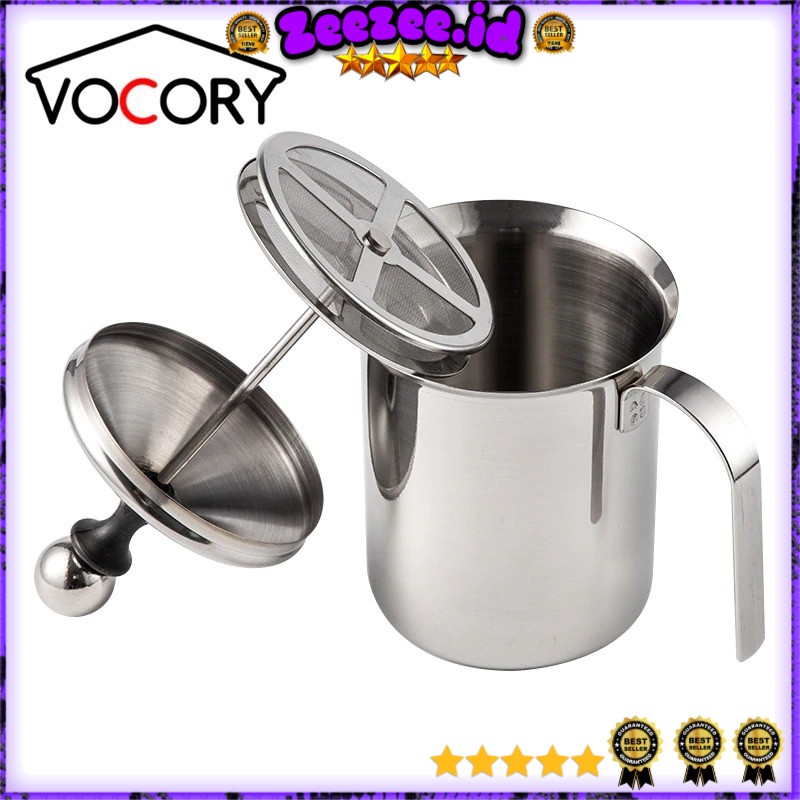 Gelas Kopi Espresso Latte VOCORY Art Coffee Milk Frother Double Mesh 800ml - WZ0012 - Silver