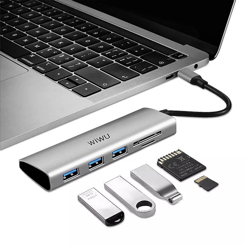 Wiwu Alpha 532st 5in1 Usb-C + 3x Usb + 2xsd / Tf Multifungsi Untuk Notebook Hub