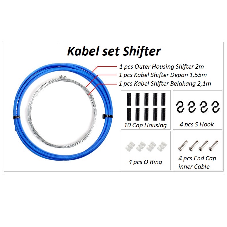 Kabel set lengkap Shifter / Rem sepeda depan belakang Cable inner outer housing kawat