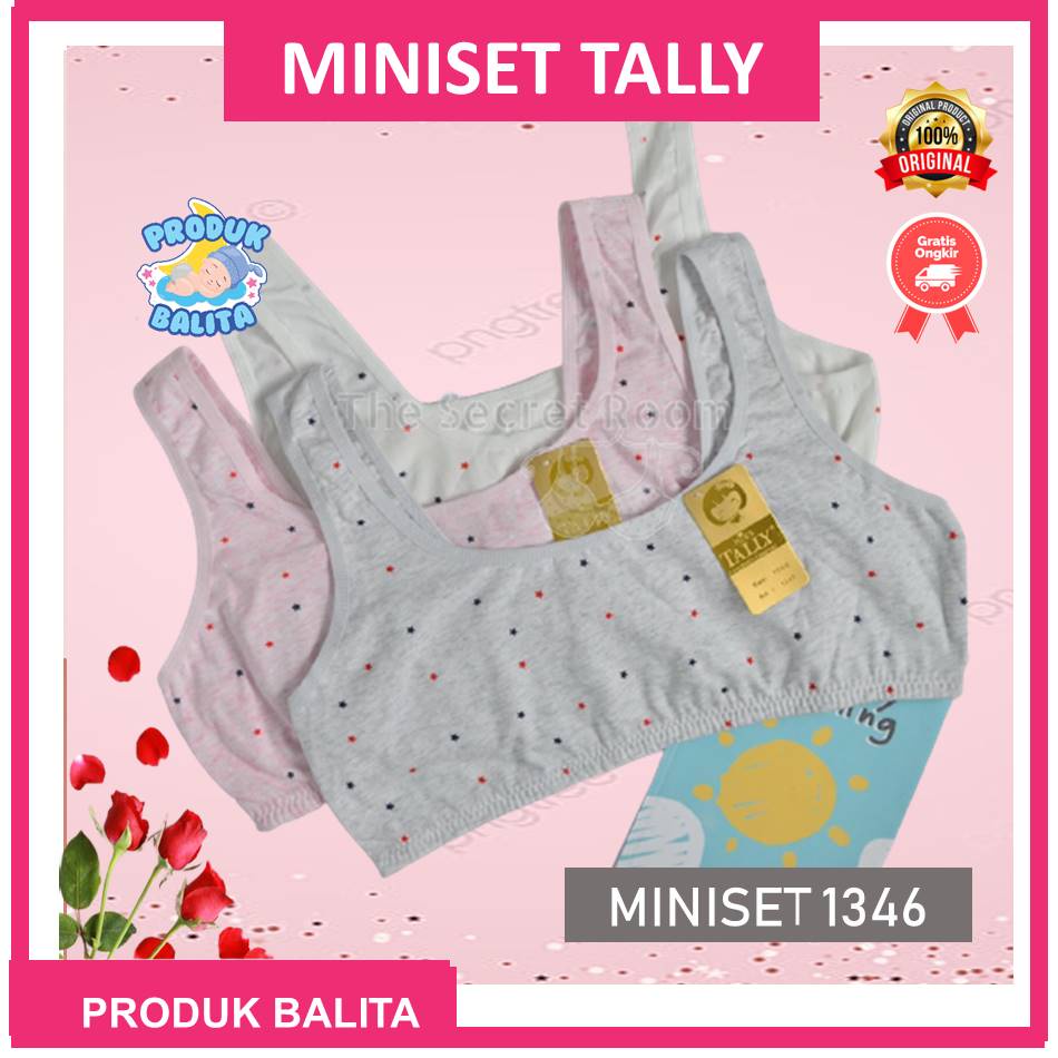 TALLY MINISET 1346 Miniset Anak Motif Polkadot Tanpa Busa Free Size Terlaris