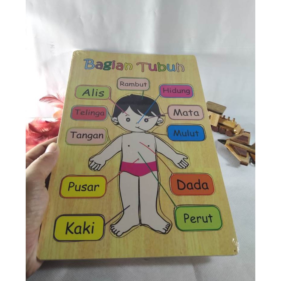 PUZZLE KAYU / MAINAN EDUKASI / PUZZLE GAMBAR BAGIAN TUBUH BAHAN KAYU. Riens Collections