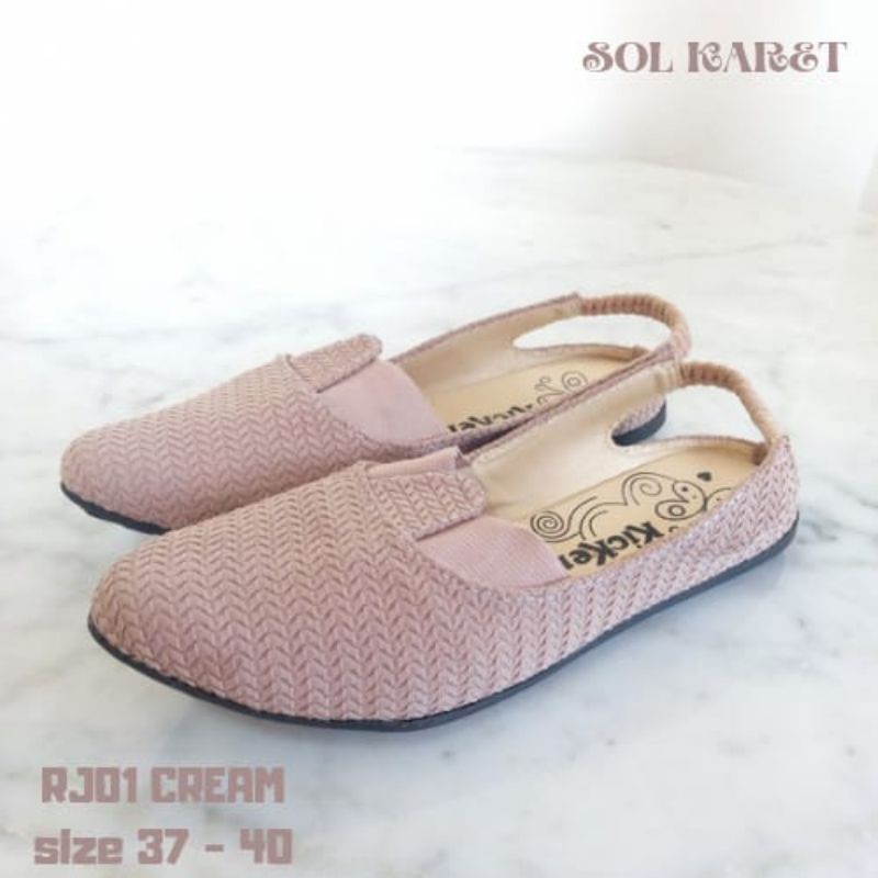 SEPATU FLAT RAJUT KARET BELAKANG SOL KARET ANTI LICIN | TERLARIS