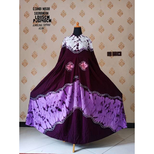 Gamis Candi Mekar Sasirangan Ori model klok lebar 6 meter Baju muslim kwalitas Premium