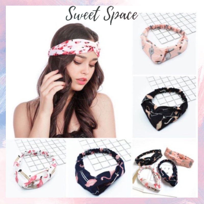 BANDANA WANITA KAIN MOTIF ELASTIS / BANDO MOTIF ALA KOREA [SWEETSPACE]