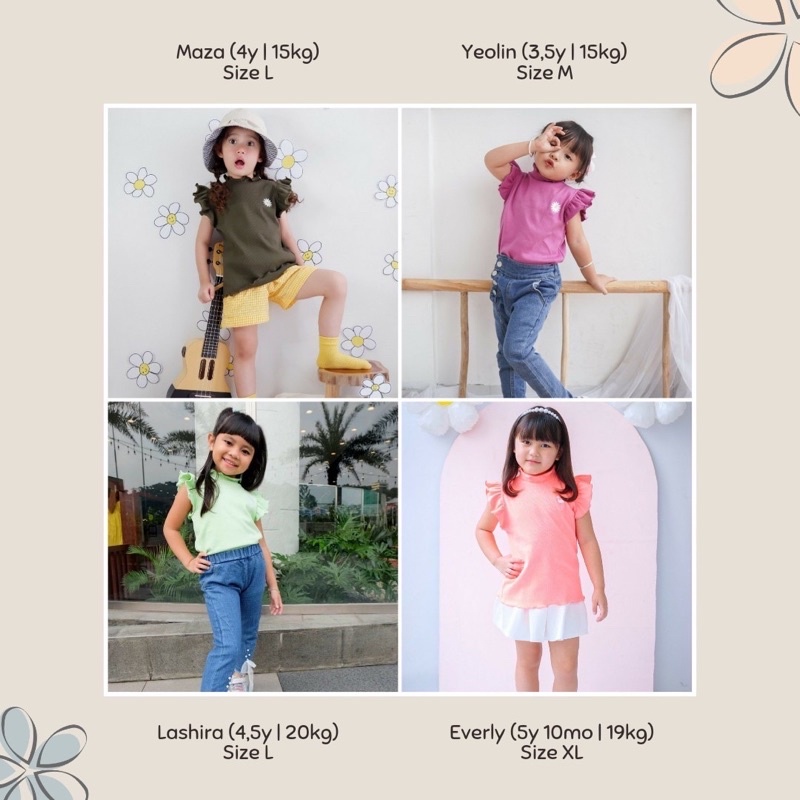 Rib Top Daisy 6bln-5thn / Kaos Atasan Pendek Anak Turtleneck