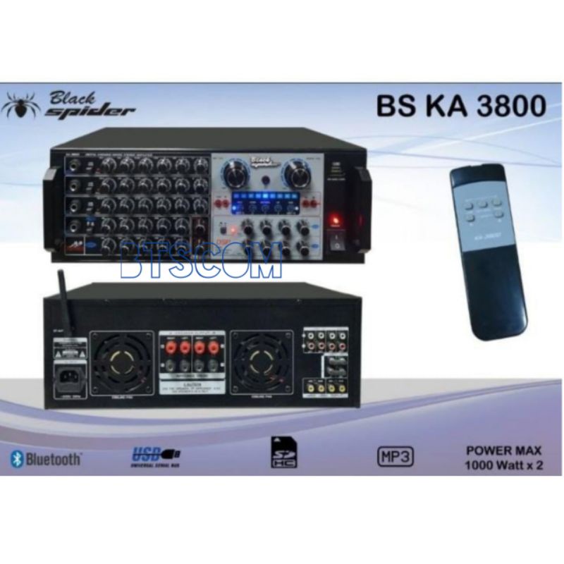 Jual POWER AMPLIFIER + KARAOKE BLACKSPIDER KA3800 USB / MP3 BLUETOOH