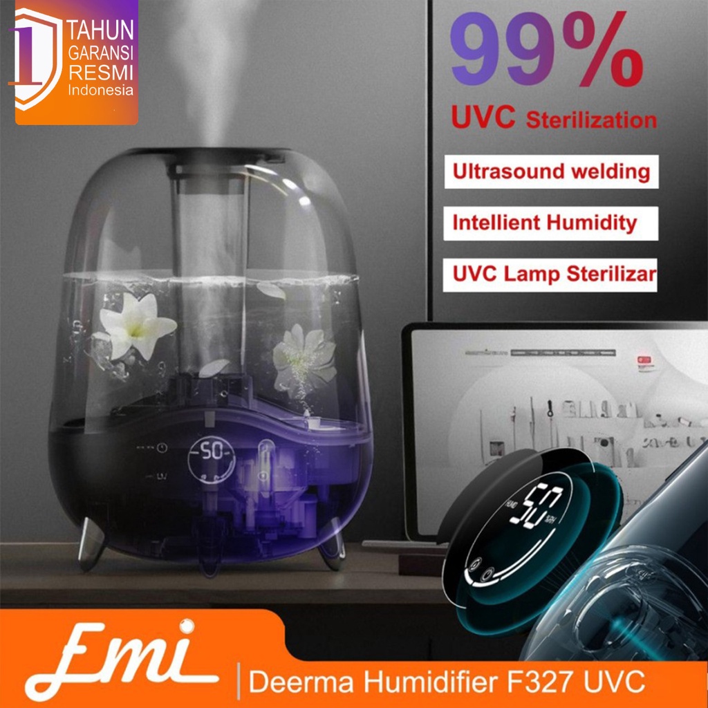 Deerma F327 Air Humidifier UV Lamp Pelembab Udara Rumah Kamar 5L - Hitam